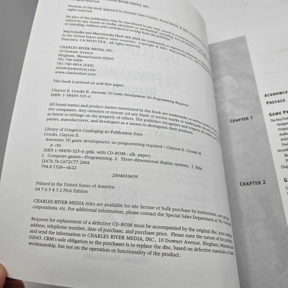 Awesome 3D Game Development No Programming Required Book CD Clayton Crooks 2004 - Picture 6 of 7